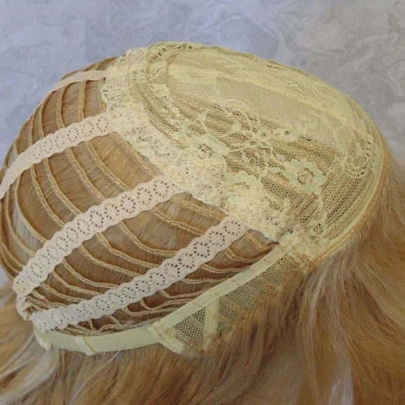 LONG Blonde Highlighted Curly Wig With Bangs main image 6